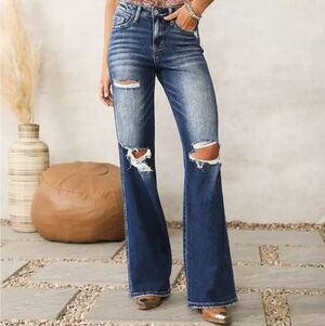 FLYING MONKEY High Rise Wide Leg stretch jeans BY4196R The Buckle sz 25x32.5L
